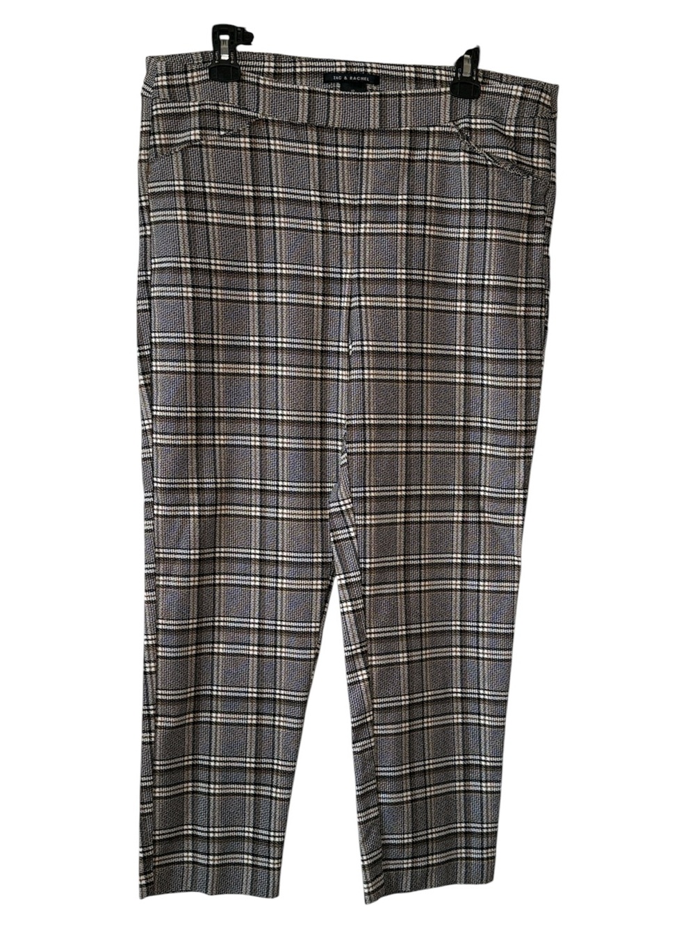 Zac & Rachel Gray Plaid Cropped Dress Pants Pull‑On Slim Straight Women’s 12